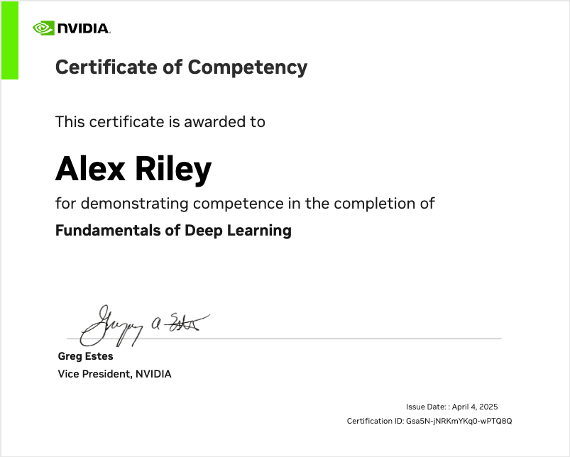 Fundamentals of Deep Learning certification